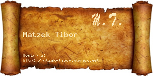 Matzek Tibor névjegykártya